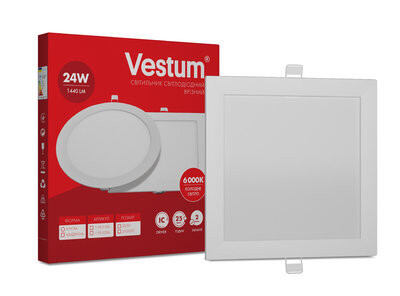 Квадратный светодиодный врезной светильник Vestum 24W 6000K   - Фото №1
