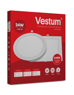 Квадратный светодиодный врезной светильник Vestum 24W 6000K   - Фото №3