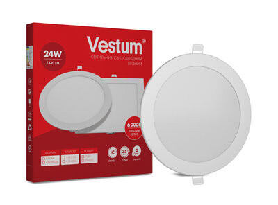 Круглый светодиодный врезной светильник Vestum 24W 6000K   - Фото №1