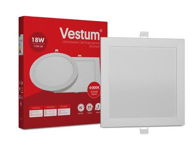 Квадртний світлодіодний врізний світильник Vestum 18W 4000K  