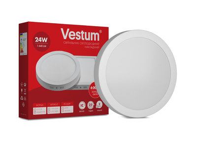 Круглий світлодіодний накладний світильник Vestum 24W 6000K  